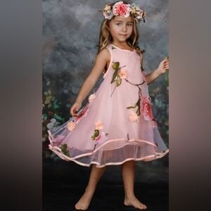 Floral Pink Charming Sleeveless Dress for Girls🌺